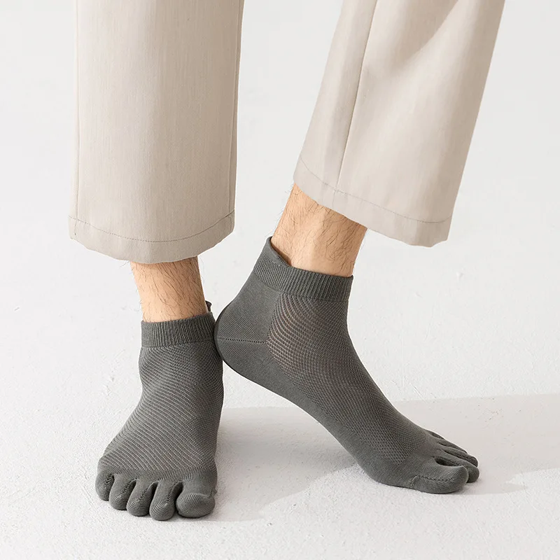 Men's Five-Toe Socks - Summer Pure Cotton Mesh, Thin & Breathable, Toe-Separating Boat Socks-INS Style
