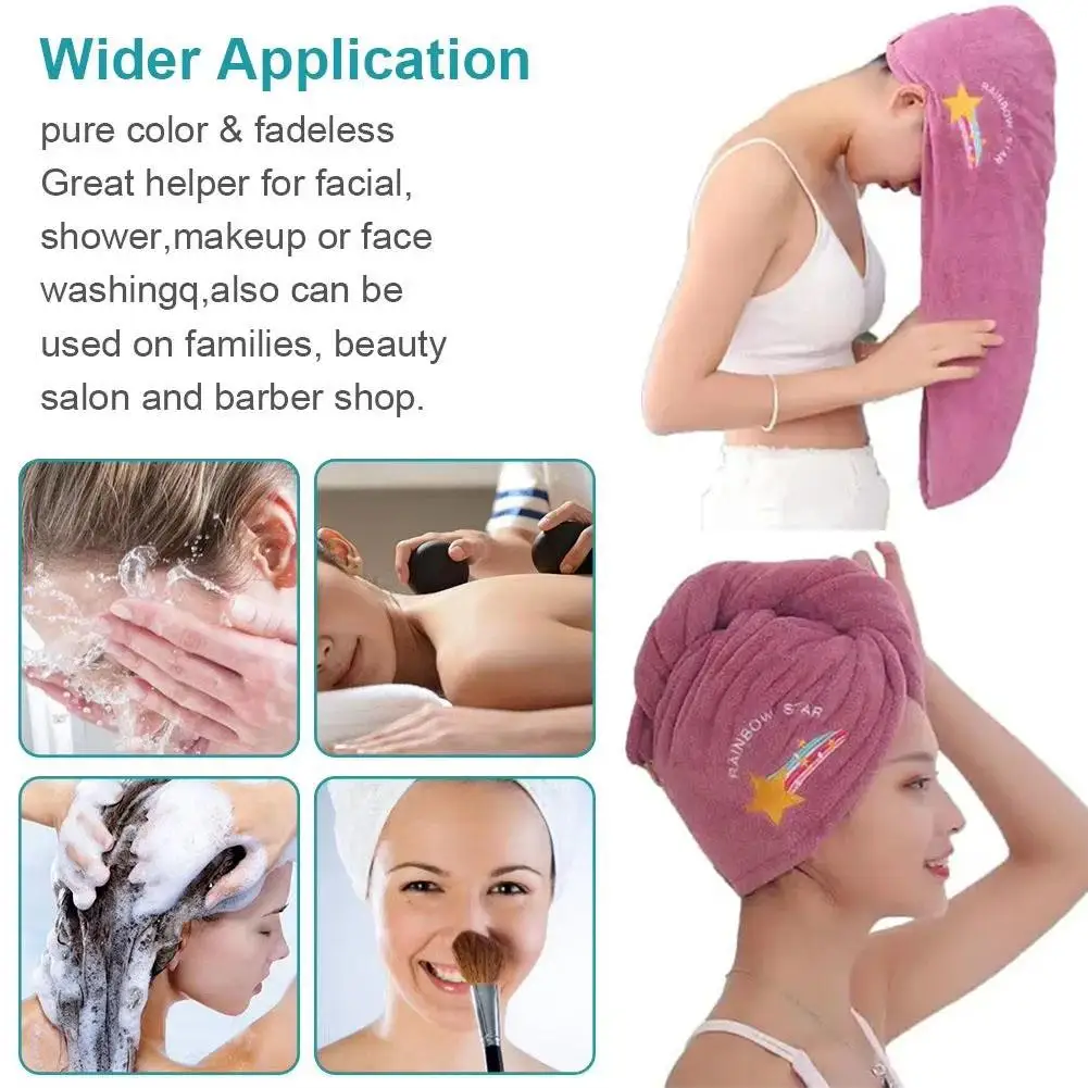 Toalla de pelo seco de terciopelo Coral para mujer, gorro de ducha engrosado absorbente, bordado de animales lindos, Toalla de baño de secado rápido