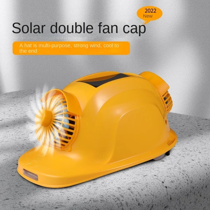 Dual Fan Solar Lithium Battery Helmet Bluetooth Radio Strong Light Charging Treasure Site Sunscreen Cooling Artifact