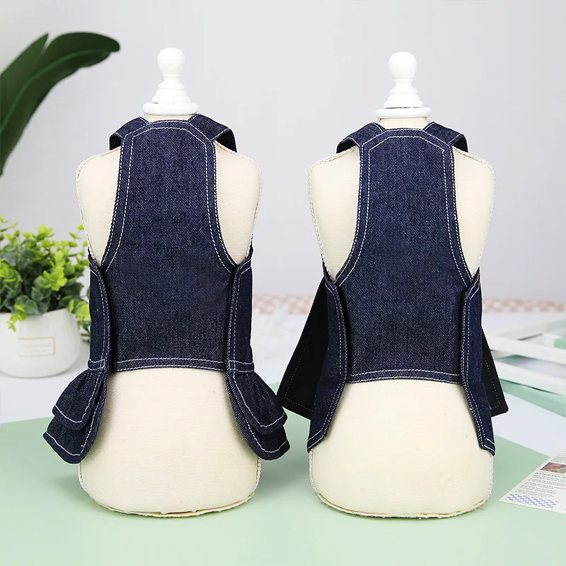 Dog Jean Dress Cat Denim T-shirt Spring Summer Pet Clothes for Small Dogs Poodle Vest Puppy Skirt Outdoor Dog Harness Clothing