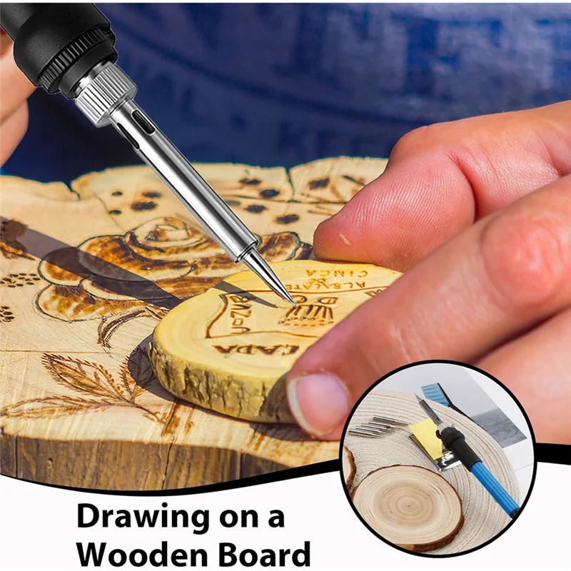 ABAE-Wood لمجموعة بيروغرافي، حديد قابل للتعديل لدرجة الحرارة بـ 6 درجات الحرارة مع 5 أطراف وإسفنجة، لأداة حرق الخشب للحرف الفنية DIY US Pl