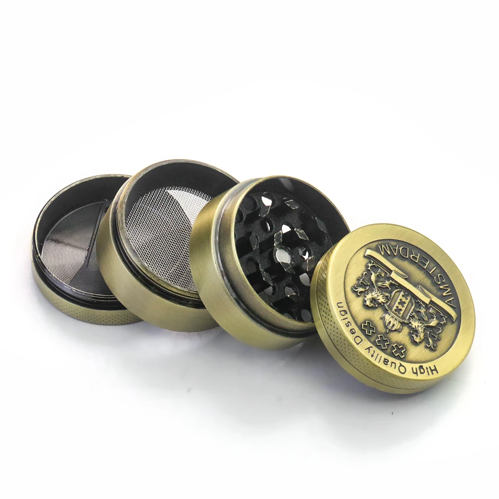 Zinc Alloy Smoke Tobacco Grinder 4-layer Lion Pattern Manual Herbal Herb Mill Spice Crusher Smoking Accessories