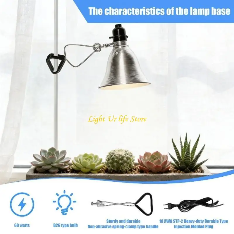 

63HA Рептилия нагревает крышку лампы, алюминиевый отражатель, зажим для освещения террариума, 150 Вт, рептилия, комнатное