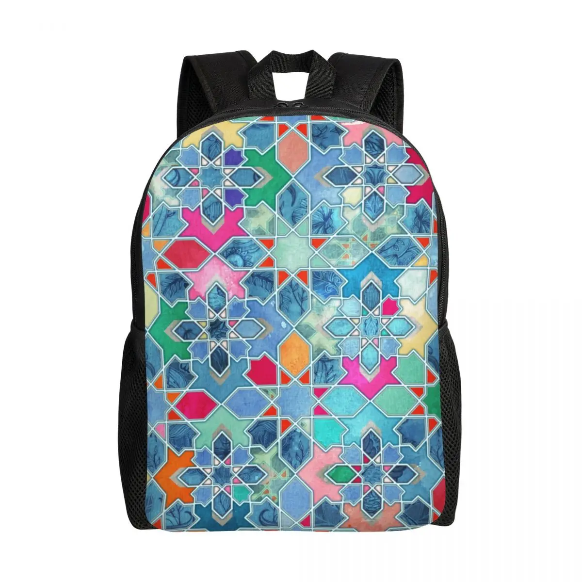 Custom Pretty Pastel Moroccan Tile Mosaic Pattern Laptop Backpack Men Women Casual Bookbag for School College Students Bags