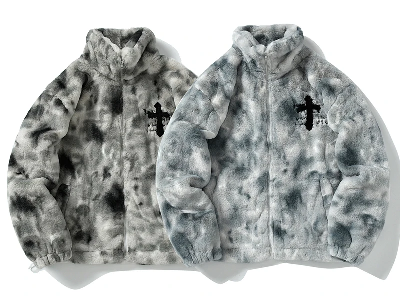 HISTREX Men Rabbit Fur Jacket Parkas,Hip Hop Fluffy Coat,Winter Fleece Overcoat,Outerwear Streetwear,Korean Women Y2k Clothing