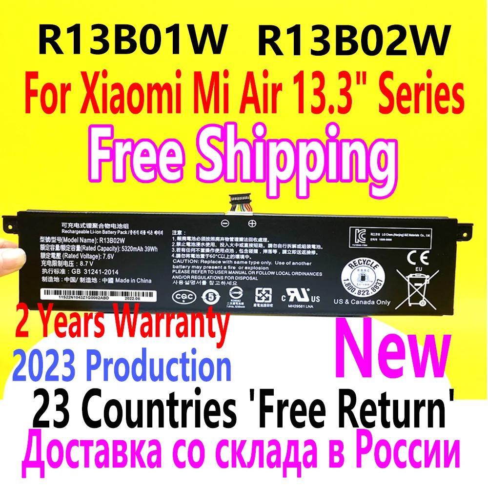 DODOMORN NEW R13B01W Laptop Battery For Xiaomi Mi Air 13.3