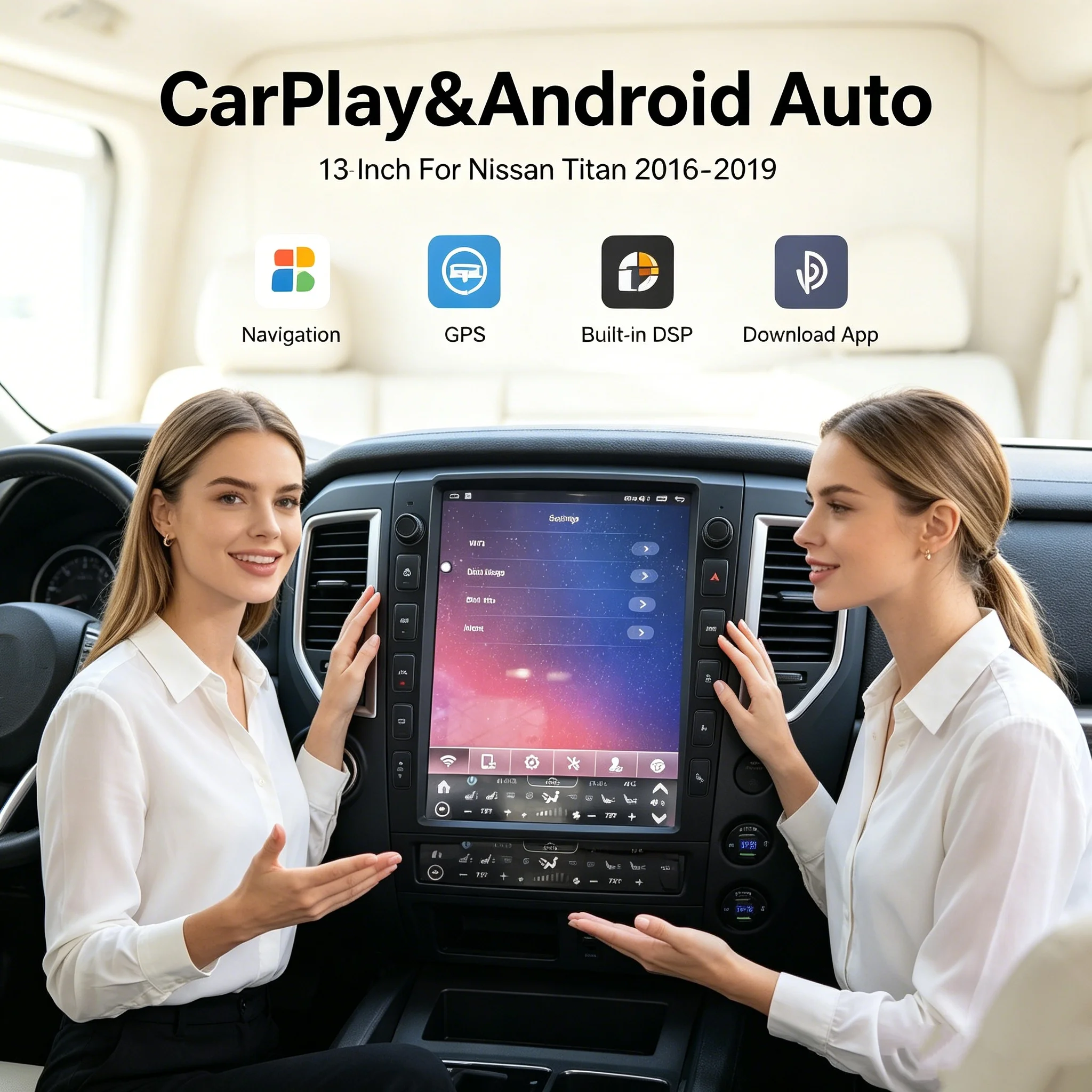 13 INCH Auto Car Radio Android Carplay For Nissan Titan 2016-2019 Car Multimedia GPS 4G Auto Radio GPS Navigation Bluetooth 5.0