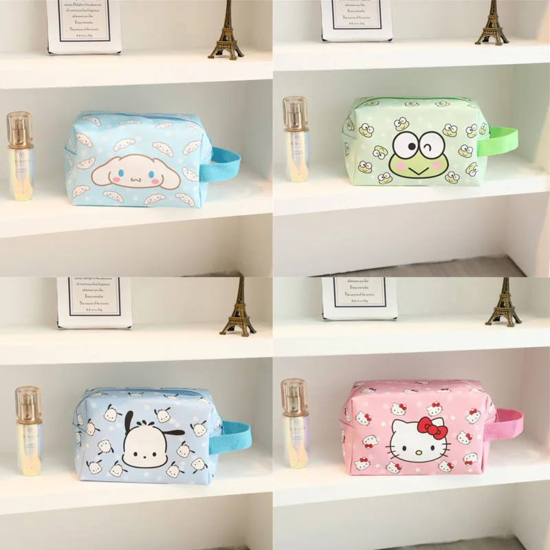 New Sanrio Hello Kitty Kawaii Woman Makeup Bag Kuromi Organizing Bag Cinnamoroll Cosmetic Box School Pencil Cases Stationery Bag