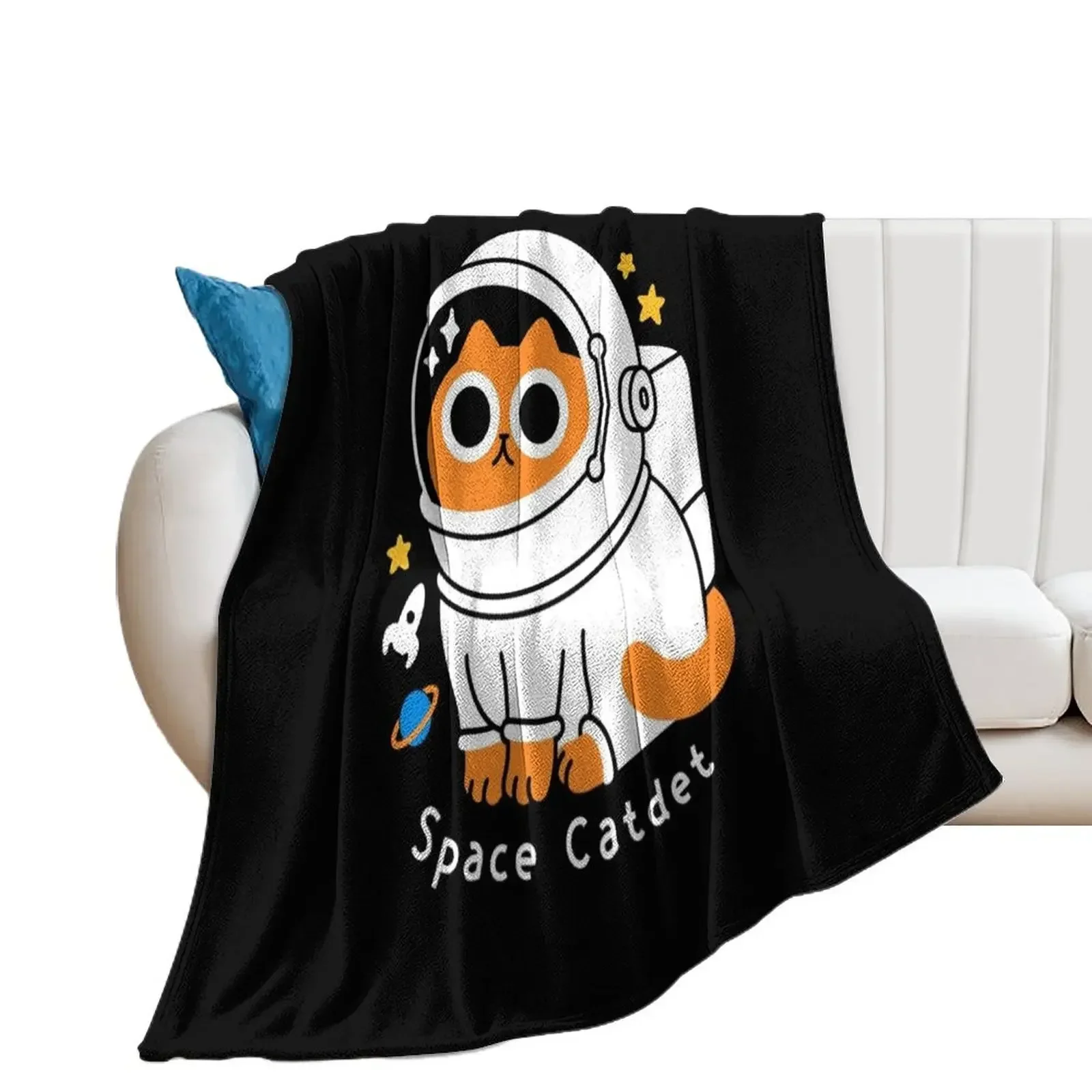 

Space Catdet Throw Blanket Flannel Fabric Soft Beds Designers Blankets