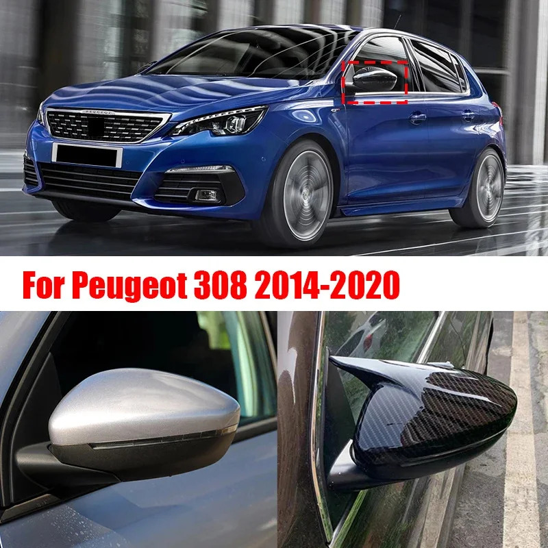 Pair Car Rearview Side Mirror Cover Wing Cap Exterior Case Trim For Peugeot 308 GT GTi SW LINE 2014 2015 2016 2017 2018 2020