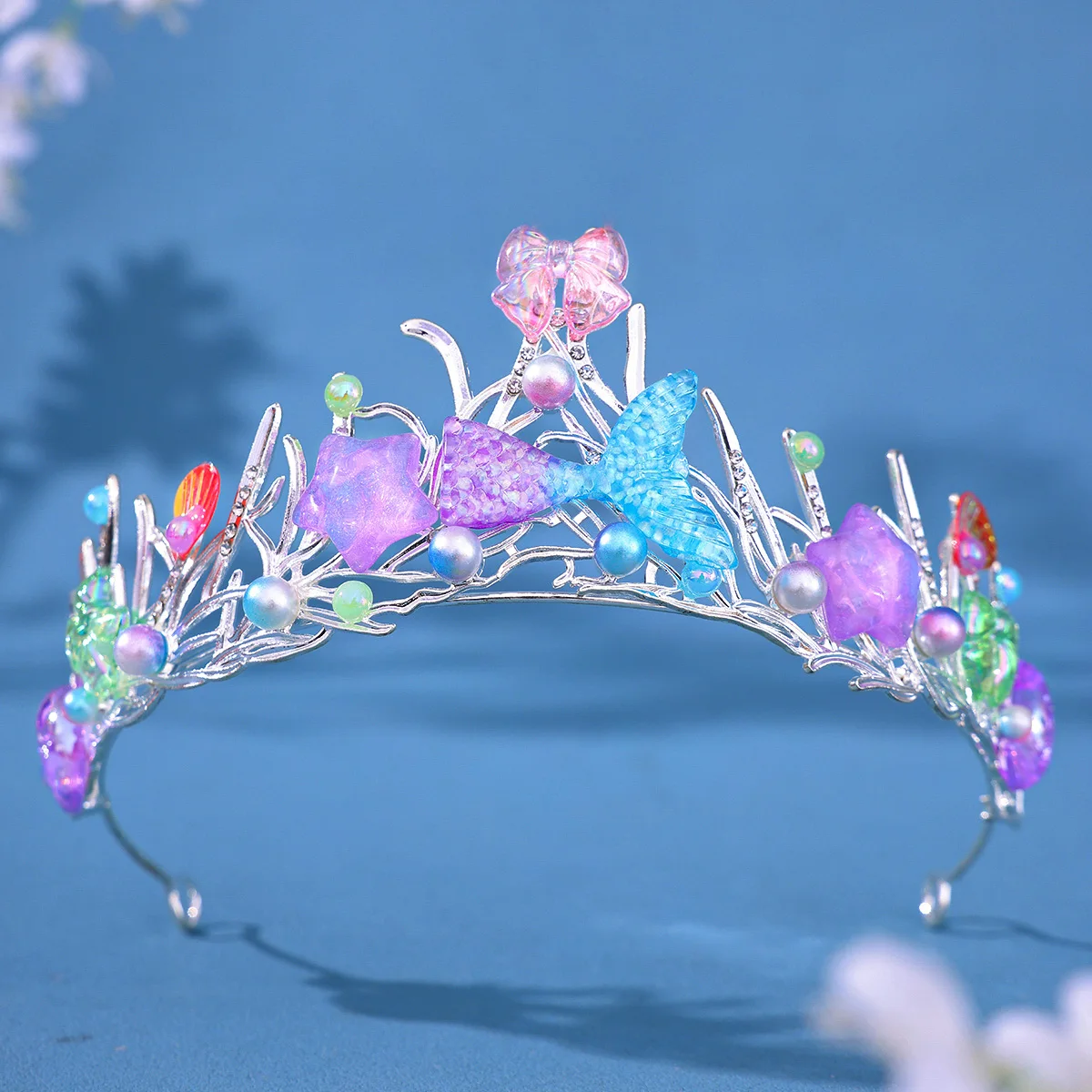 Women Starfish Shell With Rhinestone Crown Mermaid Fish 