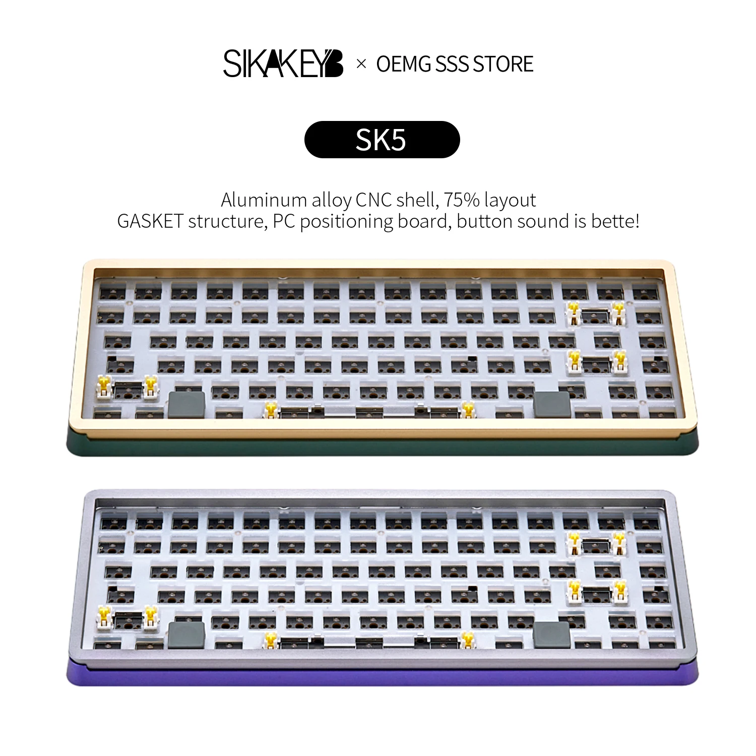 

SIKAKYEB SK5 Castle 84-key 75% layout mechanical keyboard frame DIY kit hot-swappable anodized aluminum CNC