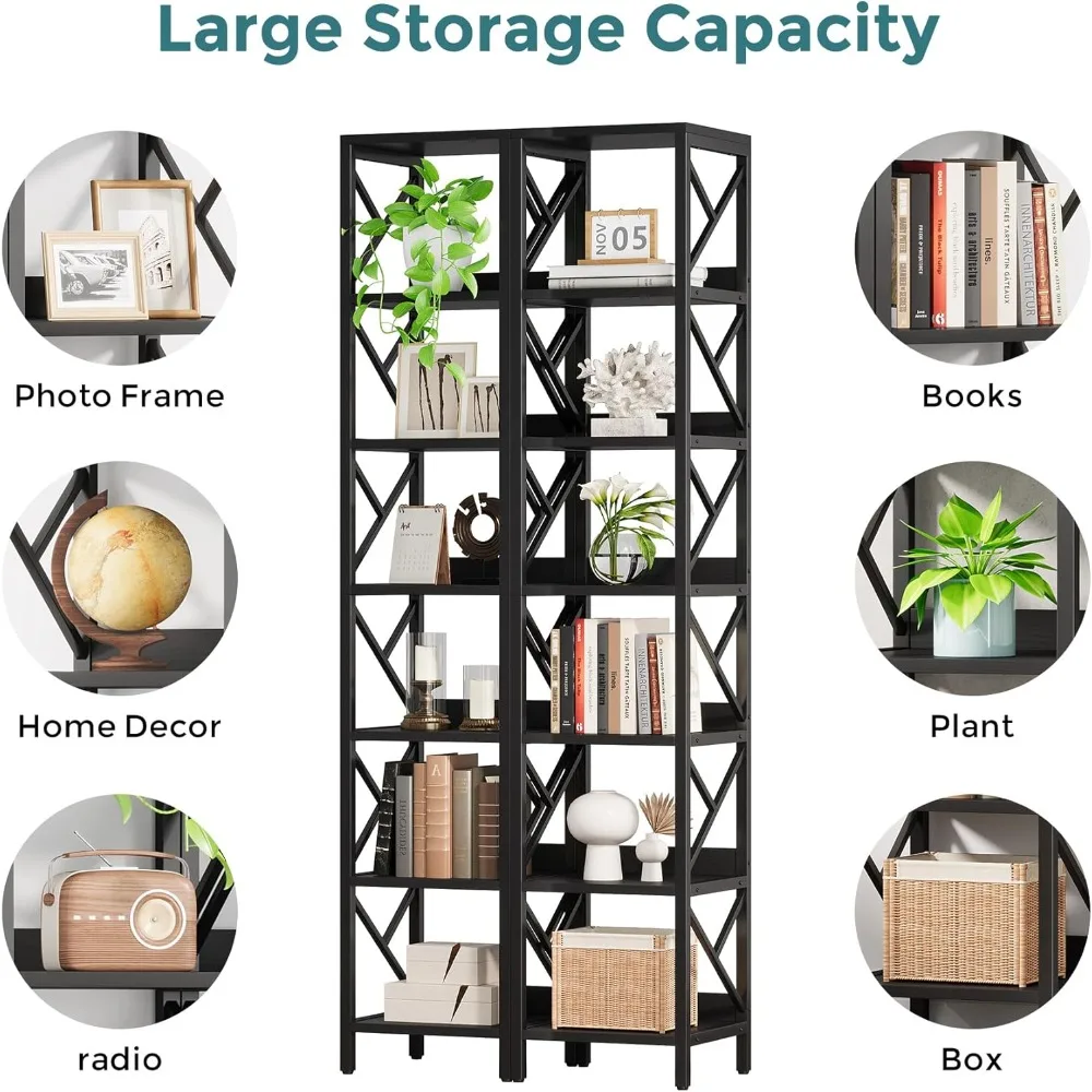 رف كتب ضيق بطول 78.7 بوصة، خزانة كتب ضيقة من 7 طبقات للمساحة الصغيرة، رف زاوية للعرض قائم بذاته، صناعة حديثة
