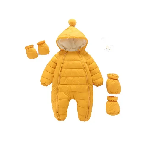 Newborn Rompers Winter New Baby Thickened Velvet Warm Rompers Baby Jumpsuit Outerwear Hooded Fahsion Rompers