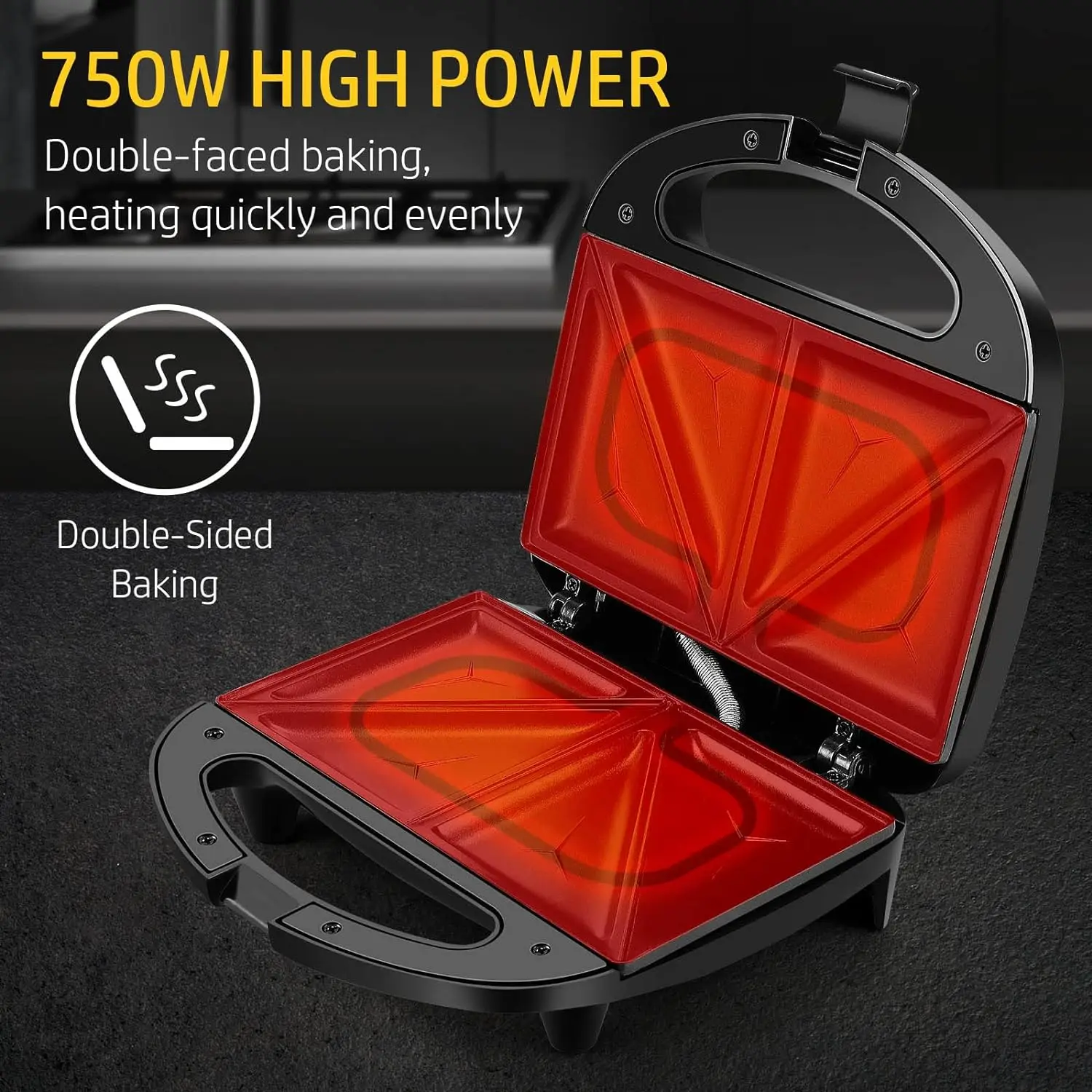Toaster and Electric Panini Press Sandwich Maker with Non-stick Plates, LED Indicator Lights, Cool Touch Handle