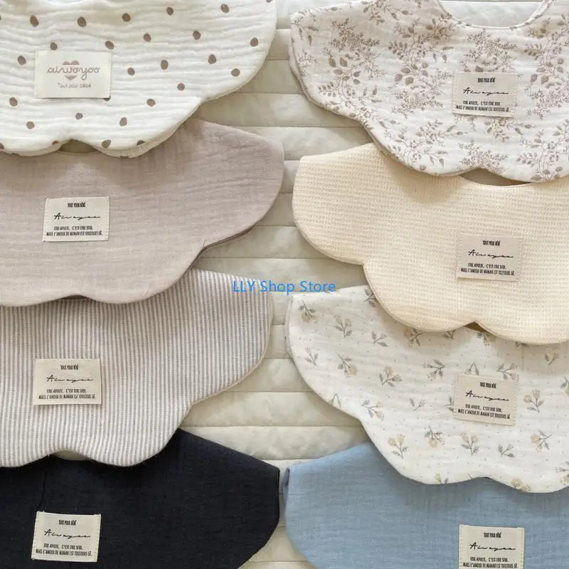 

T8UD Baby Bandana Drool Bibs Baby 360 Rotate Baby Petal Gauze Bibs Burp Cloth Feeding