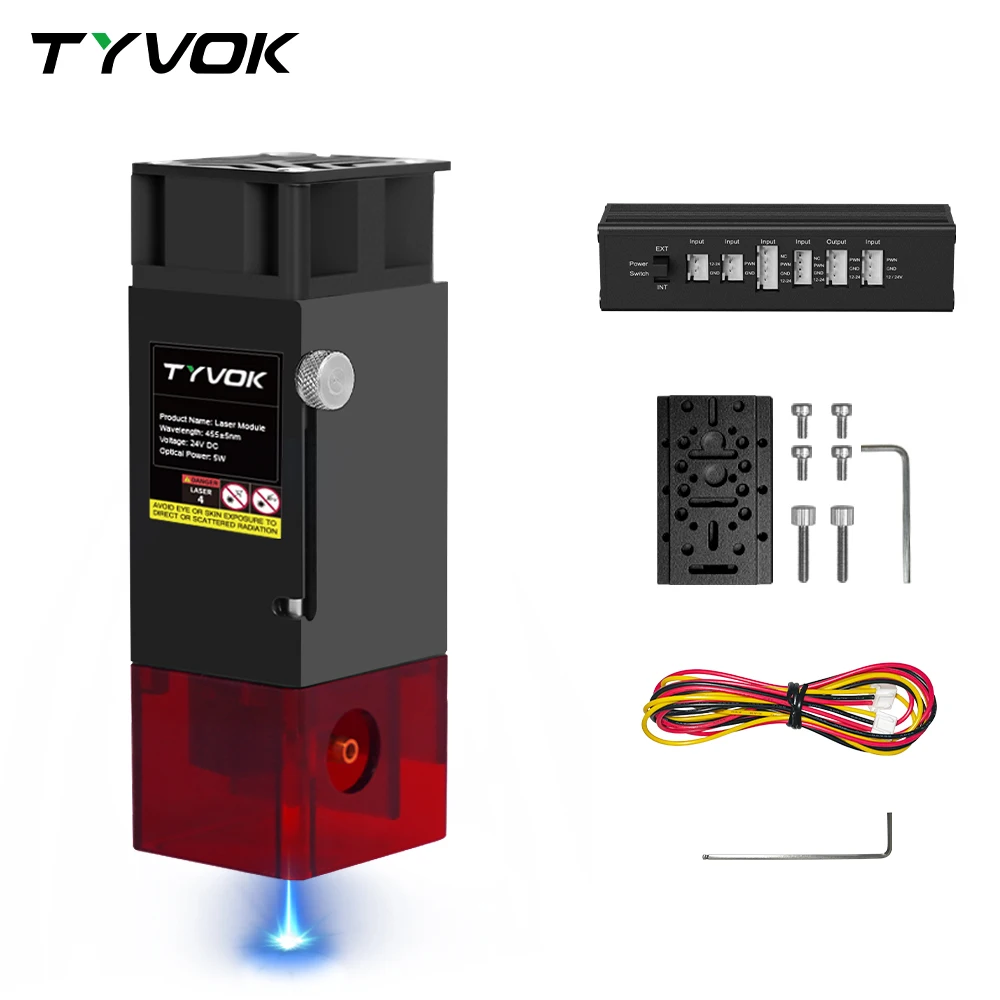 

TYVOK 5W Laser Head 450nm TTL/ PWM Blue Light for Engraver Wood CNC Cutting DIY 5W Laser Engraver Head Tools 10W Laser Module