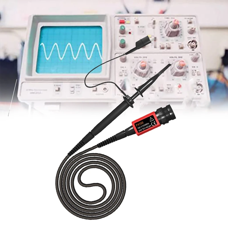 P4100 Oscilloscope Probe 100:1 2KV High Voltage 100Mhz Safety BNC Connector For Oscilloscope Adjustable Attenuation