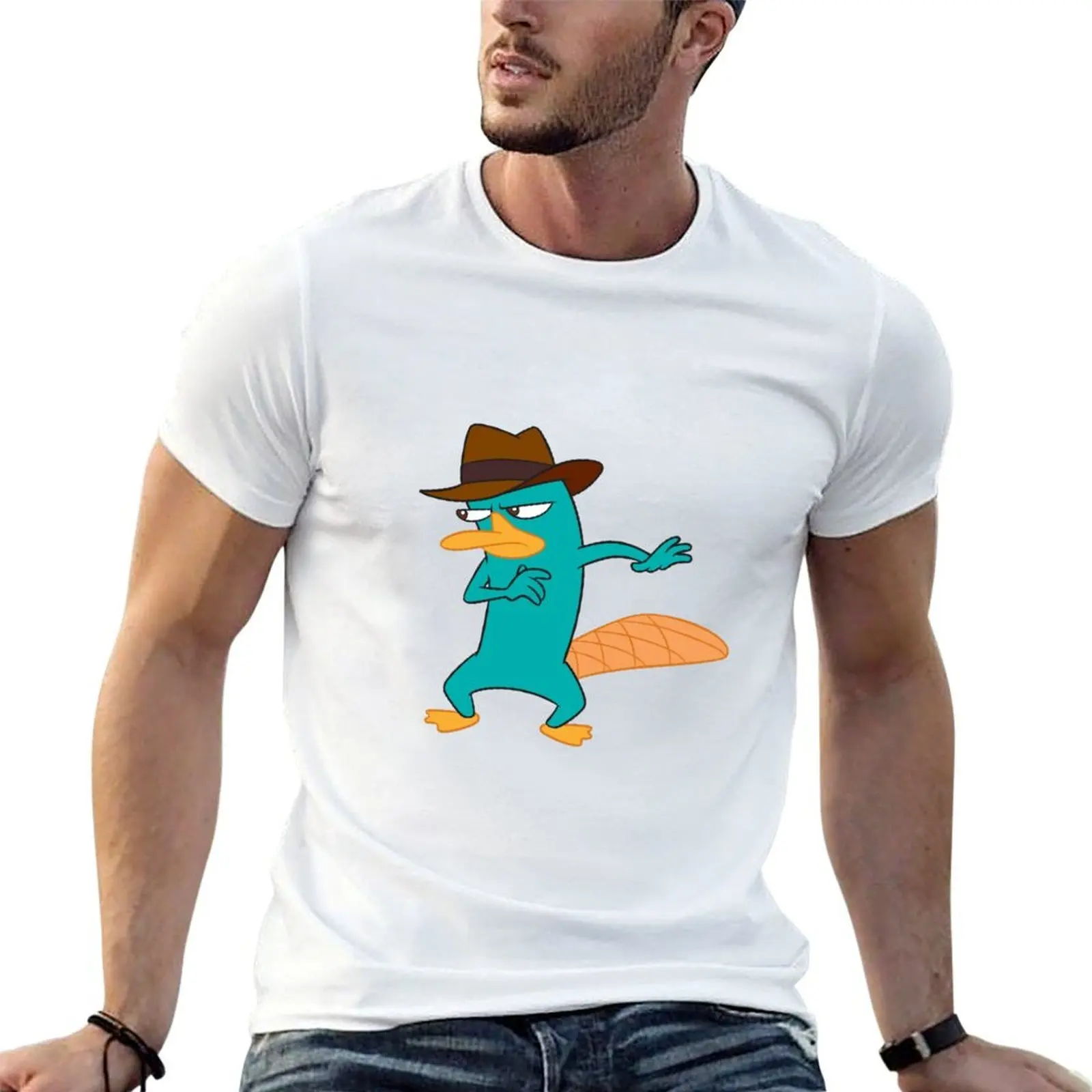 

Perrythe Platypus T-Shirt men t shirt cotton 100% t shirts for man graphic tees man t shirt summer T-shirt