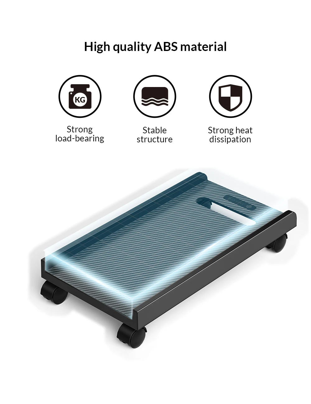 ORICO Sub-brand IAMAKER Adjustable Mobile Computer CPU Stand PC Cases with 4 Caster Wheels ABS Material Desk Accessories Holder
