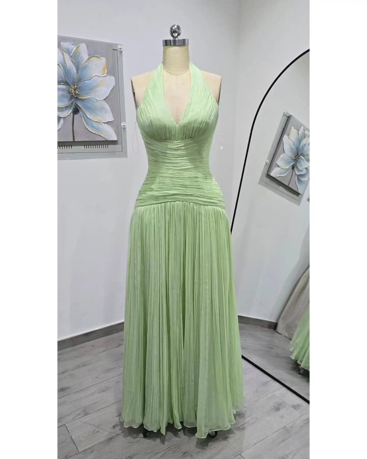 

Элегантные вечерние платья на заказ для женщин: шифоновые платья-футляр с вырезом халтер, плиссированные, в пол, на молнии, с глубоким V-образным вырезом, для вечеринок и выпускных вечеров