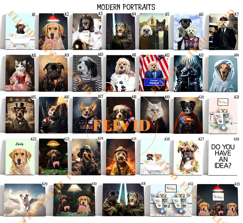 Custom Royal King Portrait Cats Dogs Animals Wall Pictures For Living Room Home Decor Poster Wall Art Canvas Painting Unframed