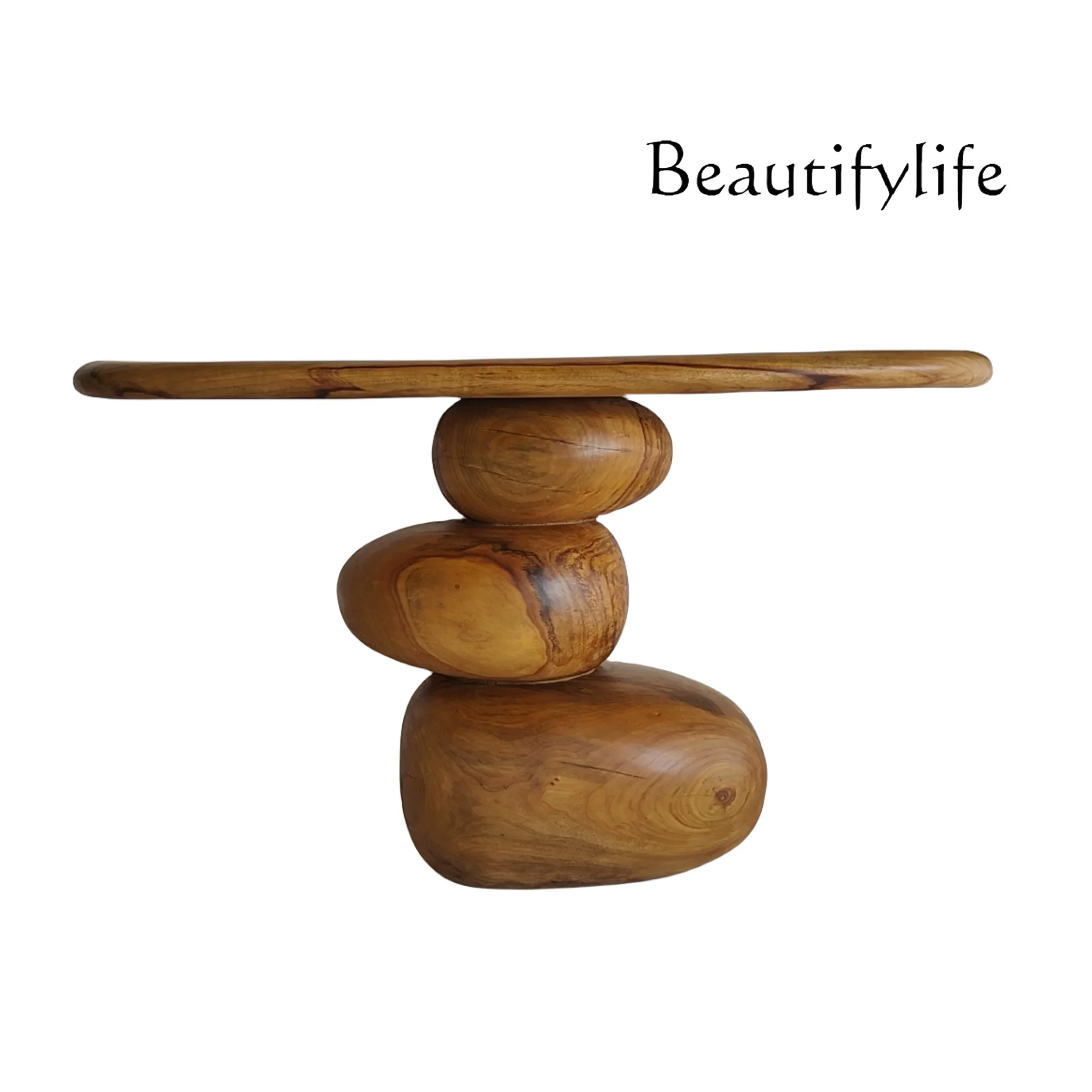 X36 Art Wabi Silent Wind Pebble Entrance Table Solid Wood Entrance Wall View Table