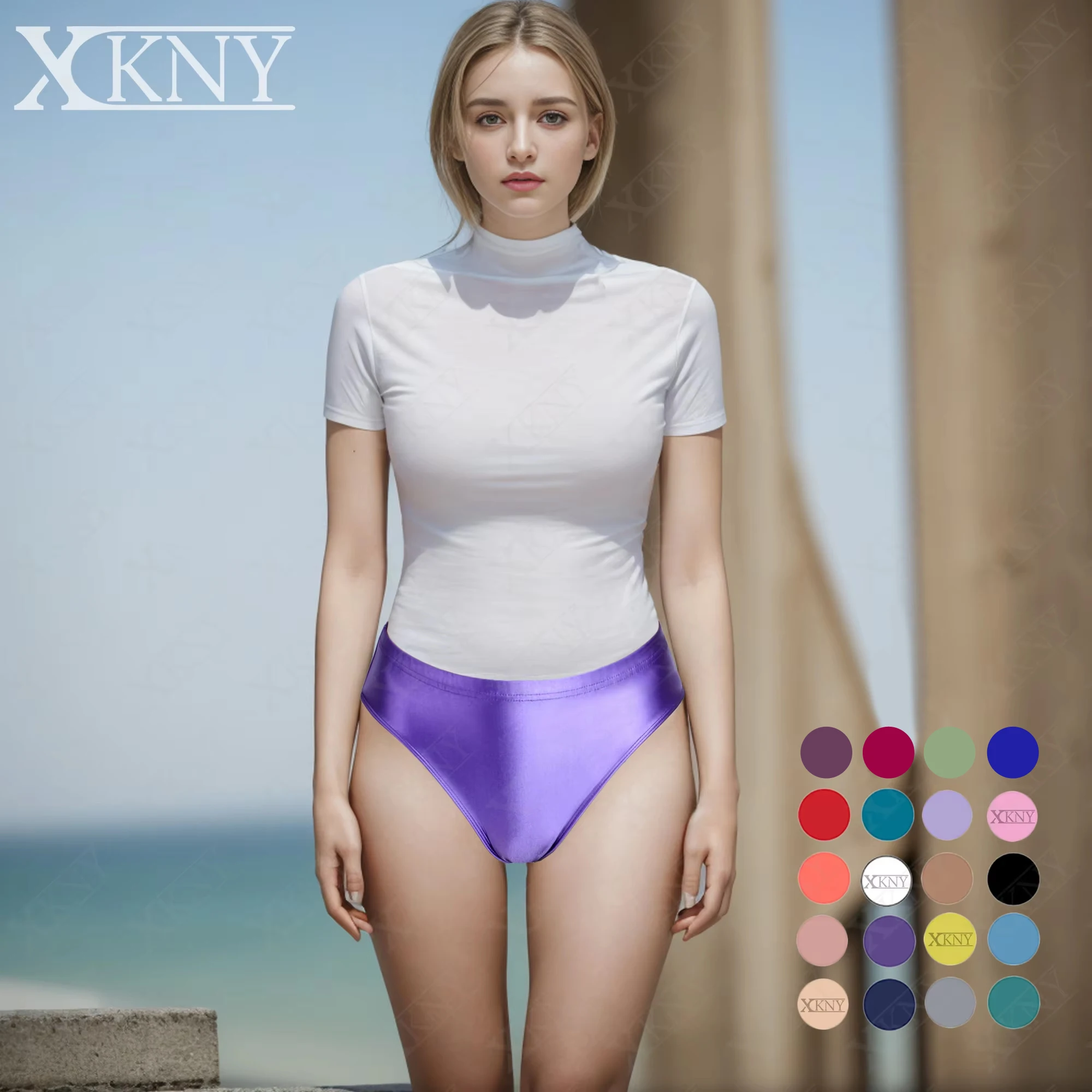 XClocKNYoung satin glossy Briefs Bikini shinny smooth underpants Silky Solid Bikini low-waisted Tights Underpants Oily trunks