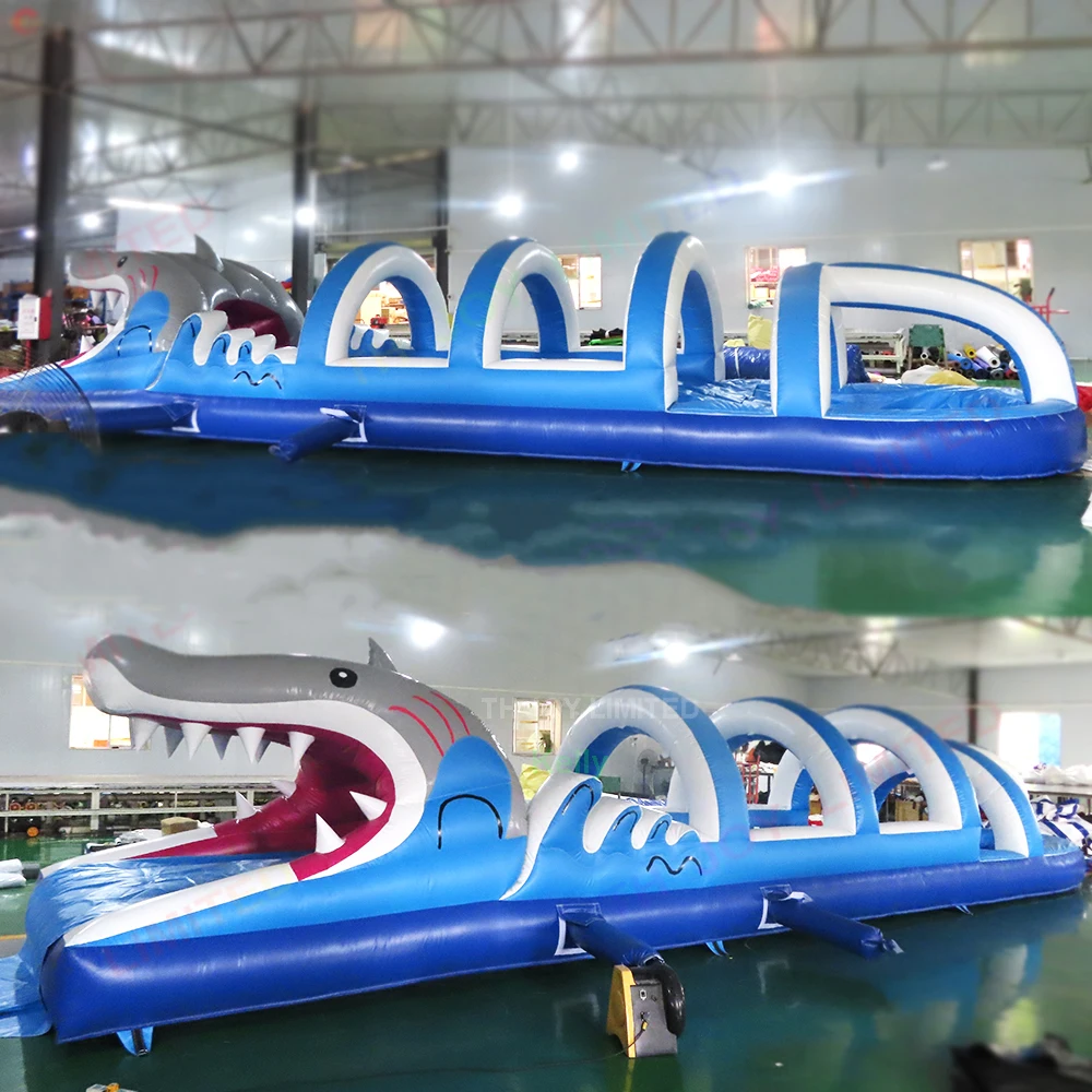 Free Air Ship 10x2.5m Inflatable Water Slip And Slides Bounce Slide The City with Pool for Sale