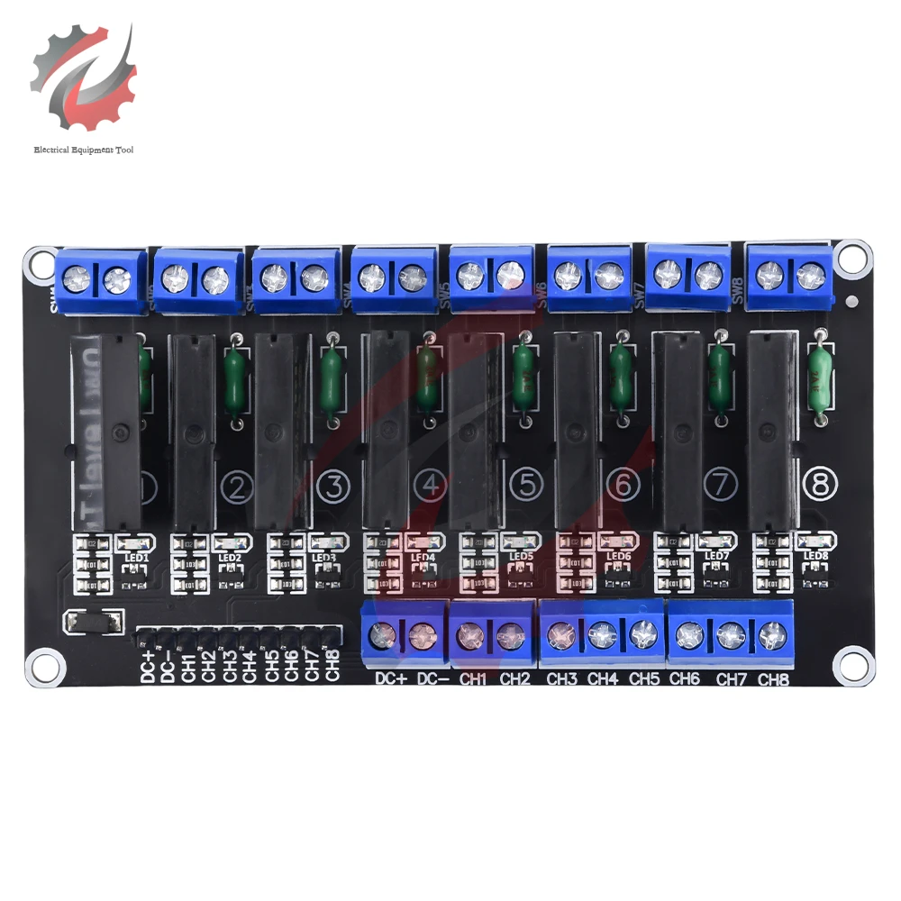 4 6 8 Channel DC 5V Solid State Relay Module AC 250V 2A Low Level SSR Relay Board Circuit Control Switch With Fuse for Arduino