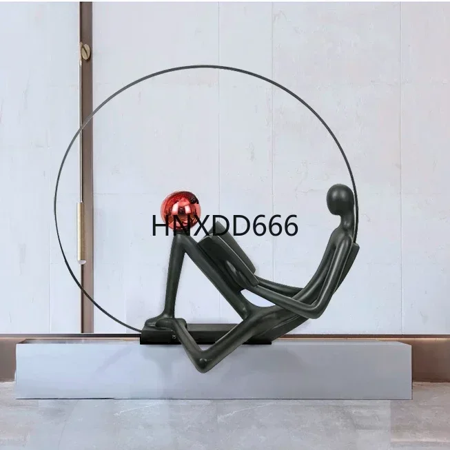 Modern Abstract Humanoid Art Sculpture with Light Floor Hotel Lobby Large FRP Decoration Big Decorations