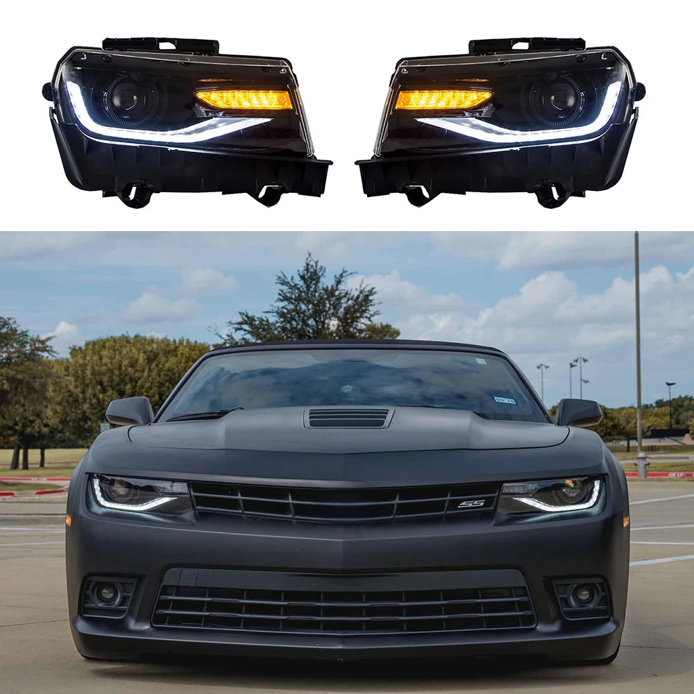 1 Pair Headlight Car Part Front Head Lamp Fit For Chevrolet Camaro LS LT SS ZL1 Z/28 2014 2015 Modified Headlamp Assembly