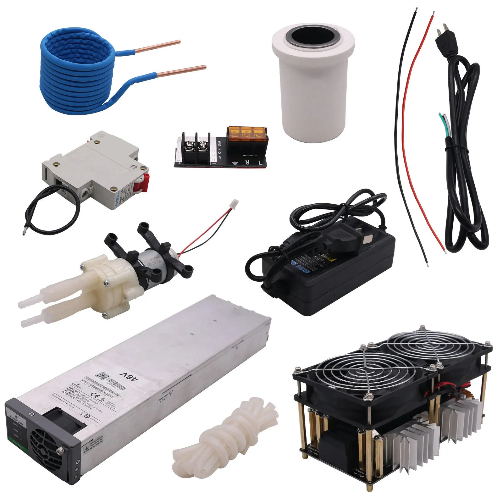 

1800W ZVS Induction Heater Main Board+Coil+Crucible+Water Pump+Pump Power Supply+DC48V Power Supply