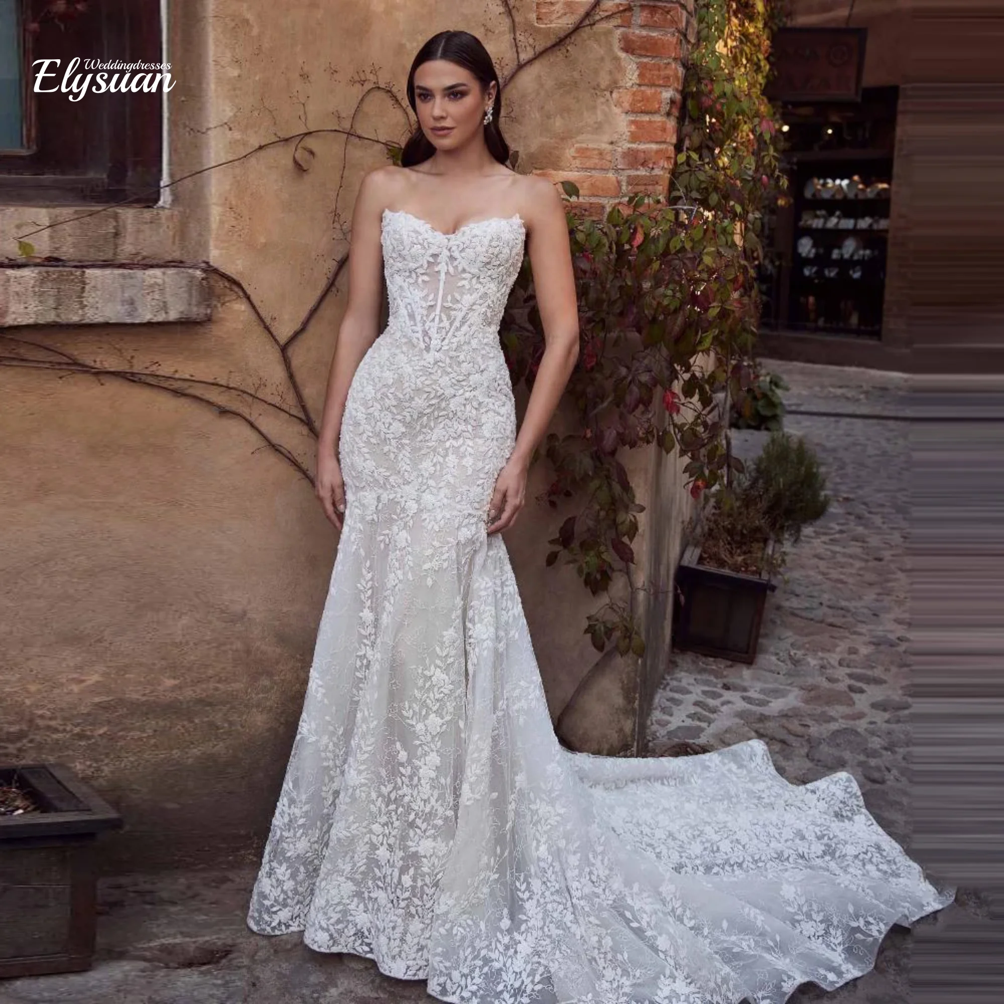 Angepasst Schatz Kragen Meerjungfrau Brautkleider Für Frauen Elegante Ärmellose Brautkleider Prinzessin Party Vestidos De Novia