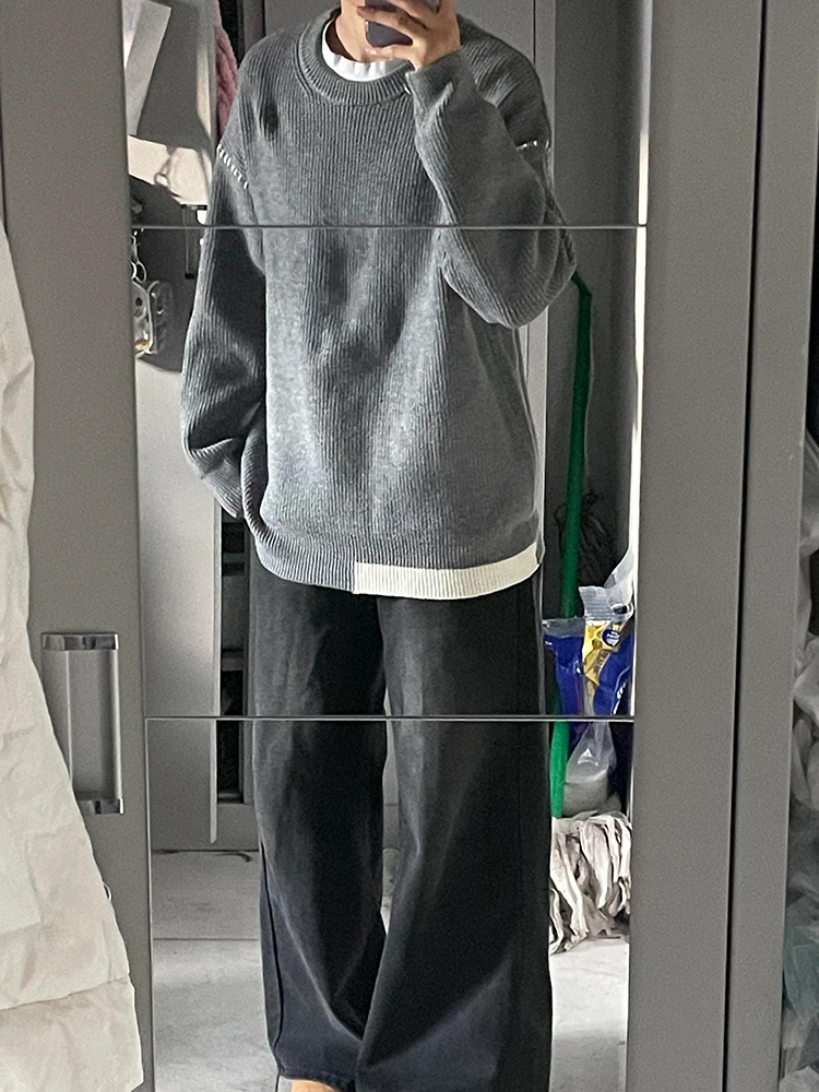 

Мужской вязаный свитер Cleanfit American Style Color Block с круглым вырезом, базовый слой, повседневный, весенний, для отдыха, премиум-класса, внутренний слой