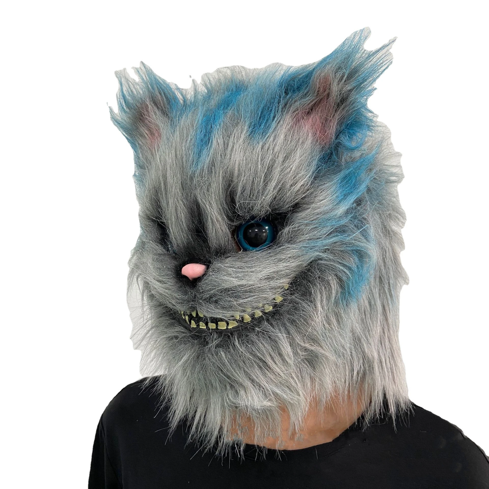 

Anime Cheshire Cat Cosplay Mask Costume Latex Helmet Animal funny Halloween Christmas Party Carnival Props