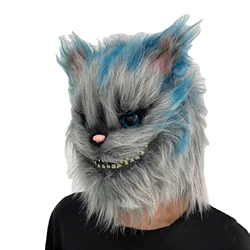 Anime Cheshire kot Cosplay kostium maskujący lateksowy kask zwierzęcy zabawny Halloween świąteczna impreza karnawałowa rekwizyty