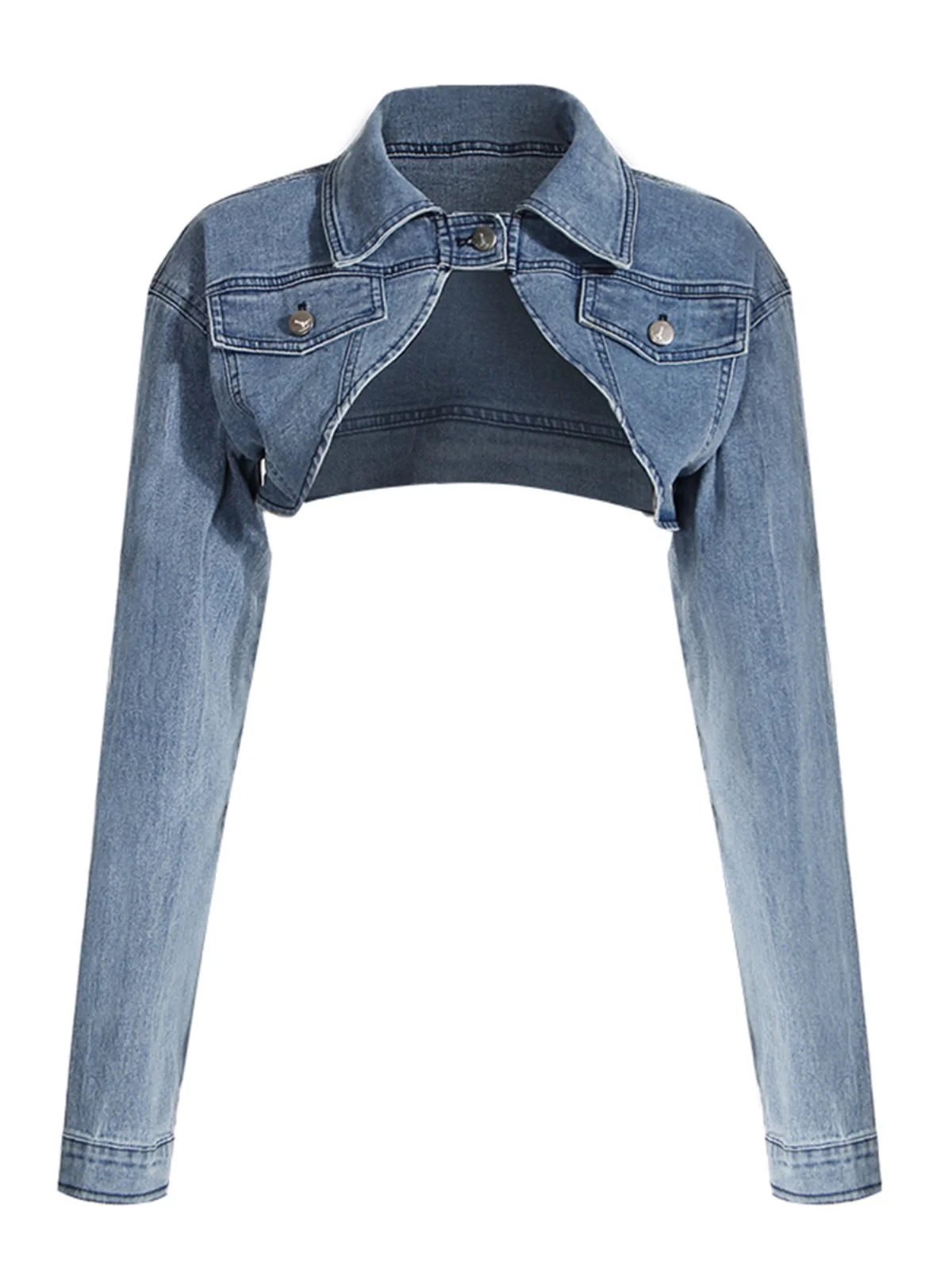 Hot Girl Style Gradient Long Sleeve  Collar Denim Jacket And Pants Set Short Coat Vintage Atmosphere Two-Piece Women's Suit