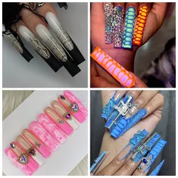 Handmade Snake Alligator Print Customized Luxury Extra Long 3XL Press On Nails Y2K False Nail Tips 5CM Fake Nail With Glue Gift