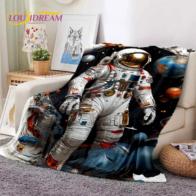 Astronaut Dream Universe Spaceman 3D Outer Space Cartoon Soft Blankets,Throw Blanket for Picnic Beds Home Bedroom Cover Kid Gift