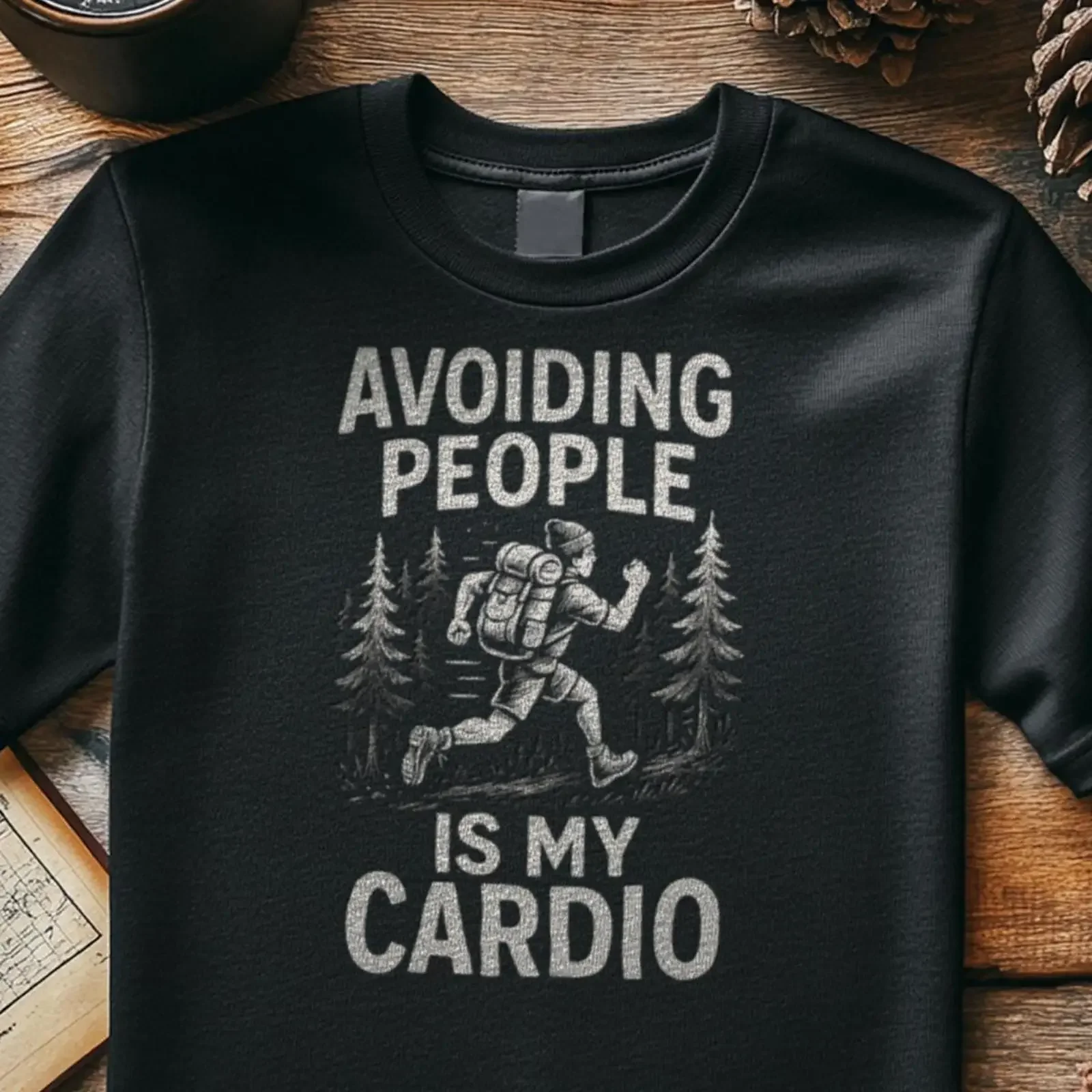 Avoiding People Is My Cardio T Shirt Funny Hiking Introvert  vintage Washed streetwear Comfortable Stylish Unisex Stretched