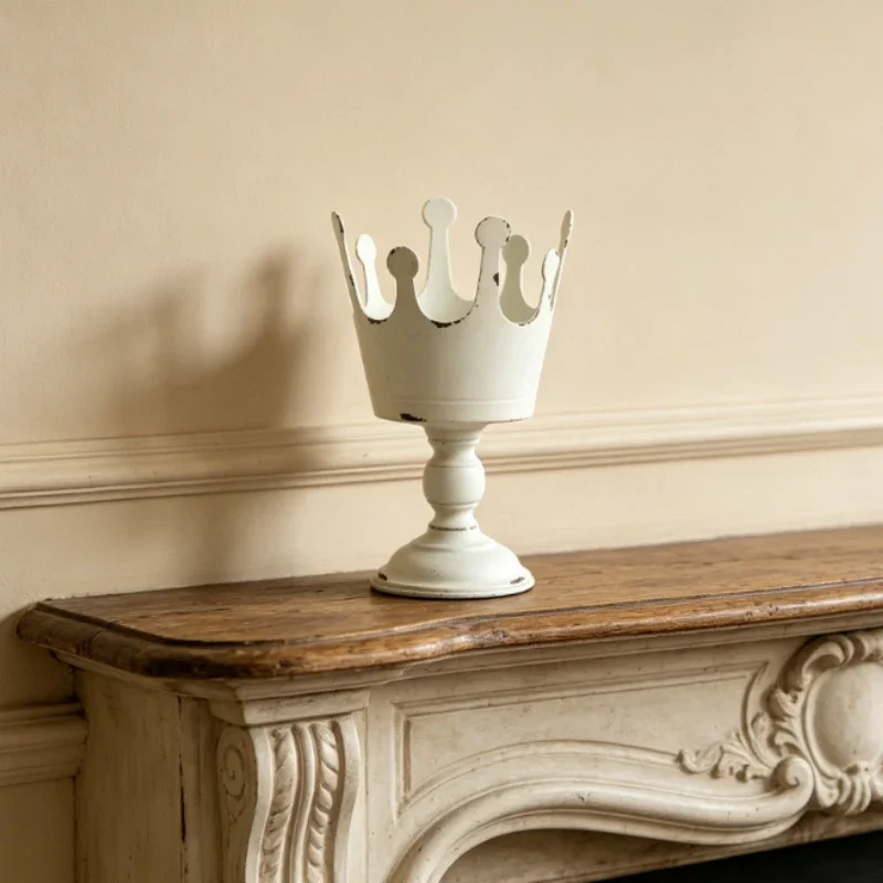 Home Balcony Desktop Candle Holder French Style Antiqued Ironwork White Decora Garden Courtyard Horticulture Flowerpot Holder