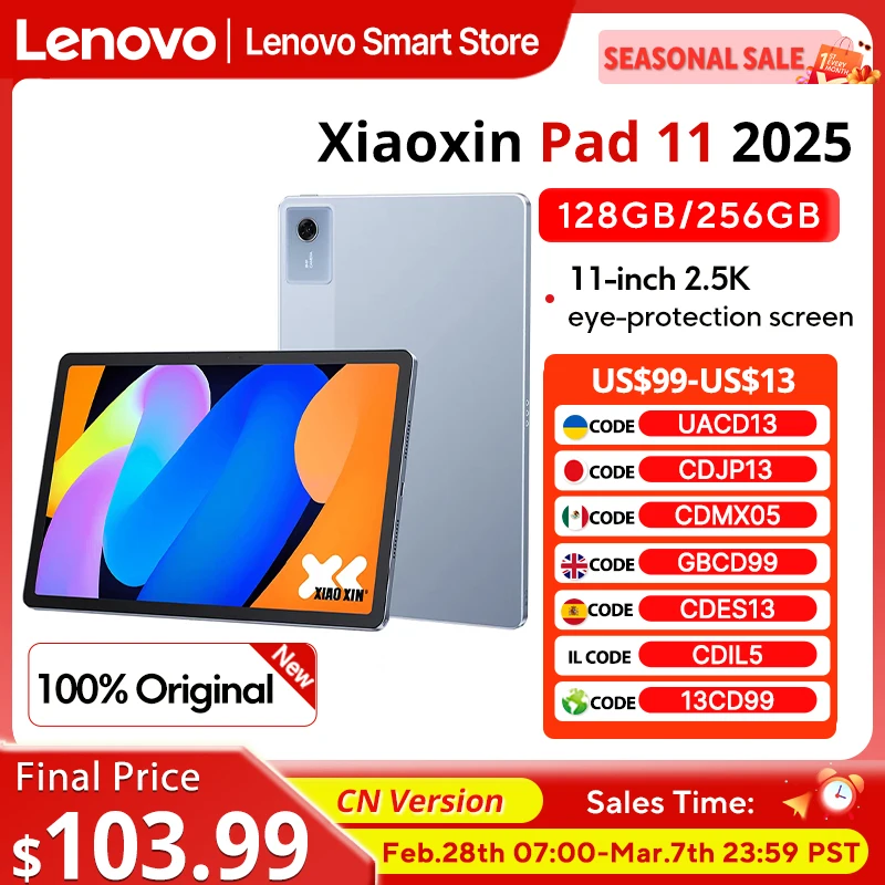 

Original Lenovo Xiaoxin Pad 11 2025 Tablet 11" 2.5K Screen MediaTek Dimensity 6300 CN Version7040mAh WIFI Android Tab PC Pad
