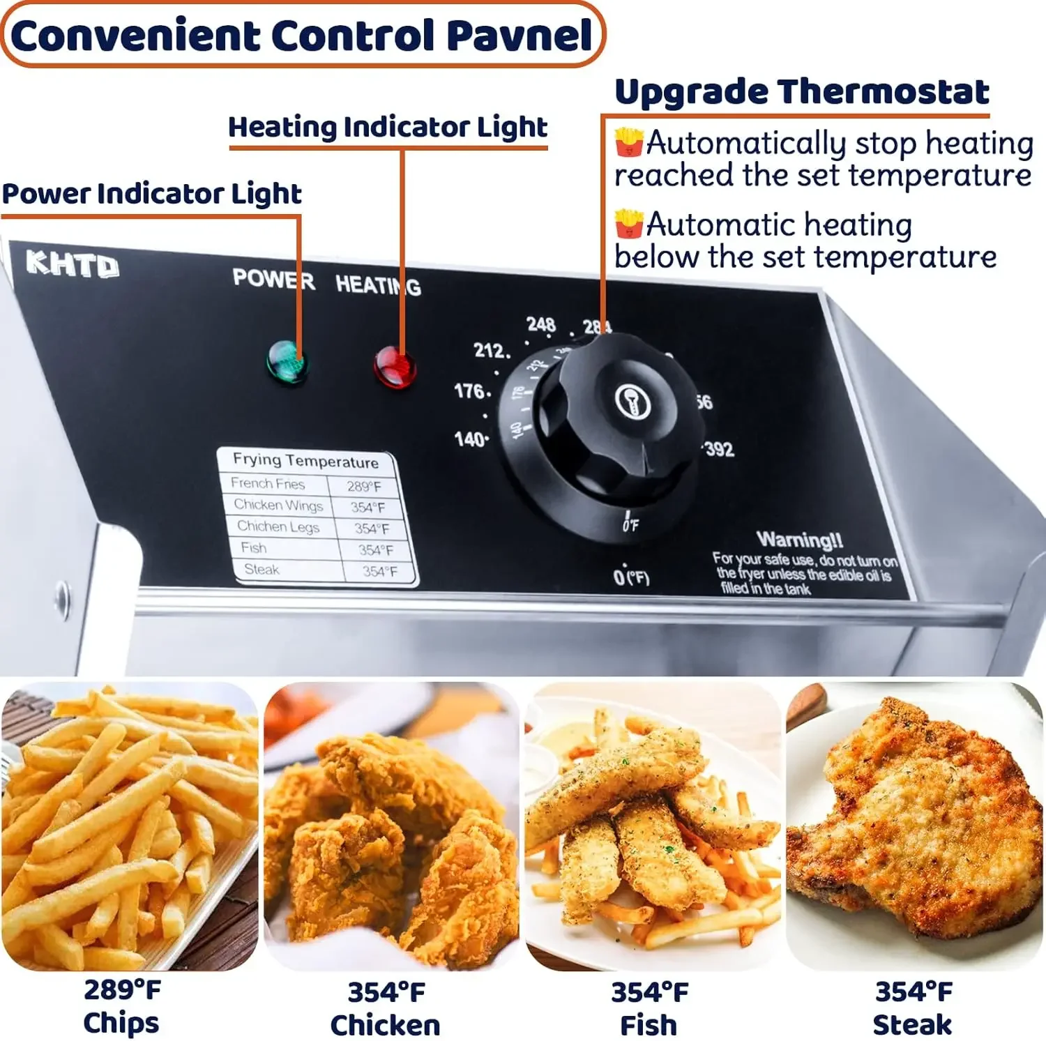 Penggorengan dengan keranjang, 3400W 12.7QT/12L, dapat dilepas kapasitas besar Stainless Steel meja penggorengan minyak listrik dengan Temperatu