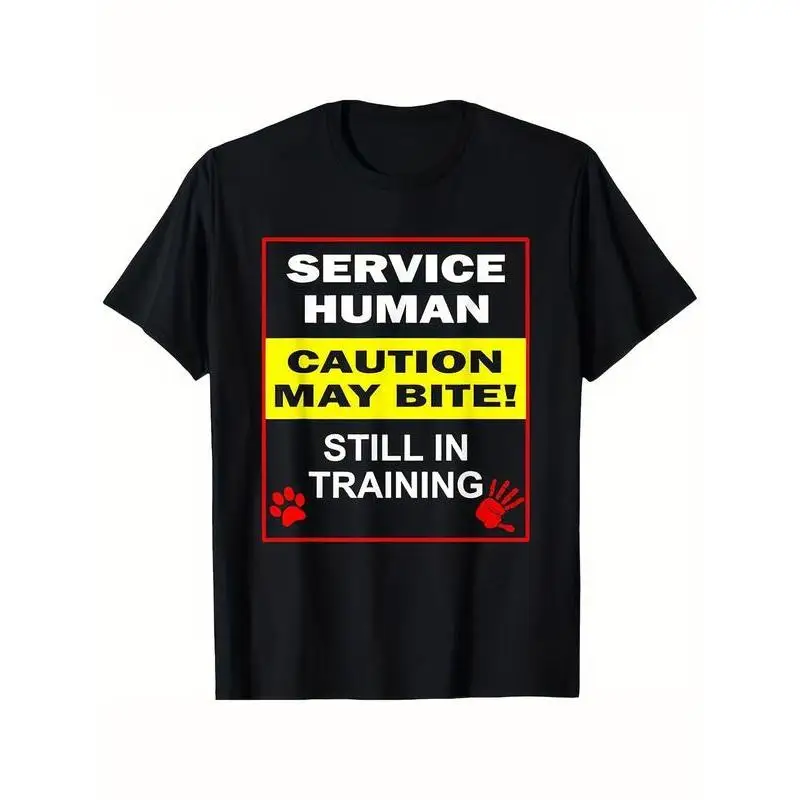 

Funny "Service Human Caution May Bite" T-shirt Pet Owner Humorous Gift