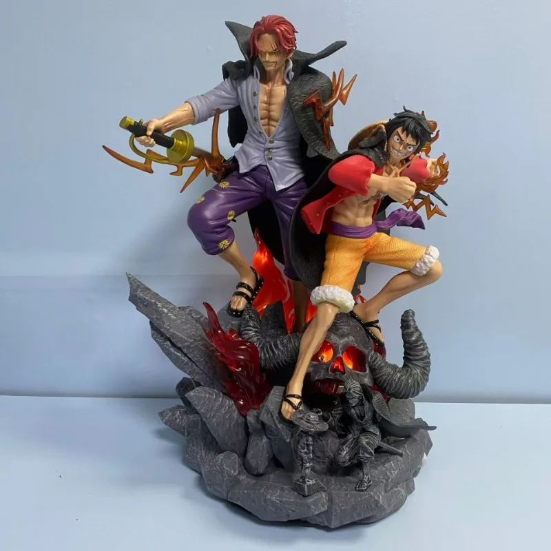 50cm One Piece Luffy Shanks Anime Figure Model Doll Toys Statue Figurine Collection Action Figures Desktop Ornament For Kid Gift