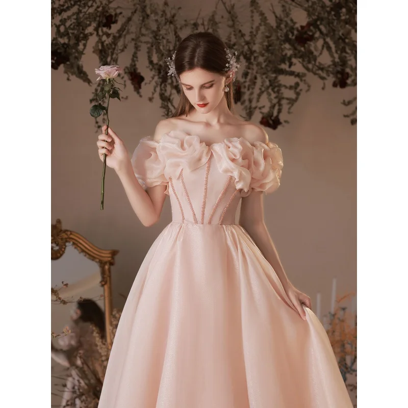 Elegant party dresses for women formal occasion dresses Bride wedding gown Pink lace Bridesmay L0267