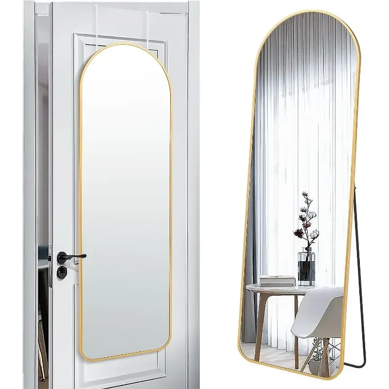

57x20 Door Hanging Full Length Mirror, Floor (Height 5.7ft just Body in1.3ft) Wall Mounted Metal Frame Arch Dressing Mirrors