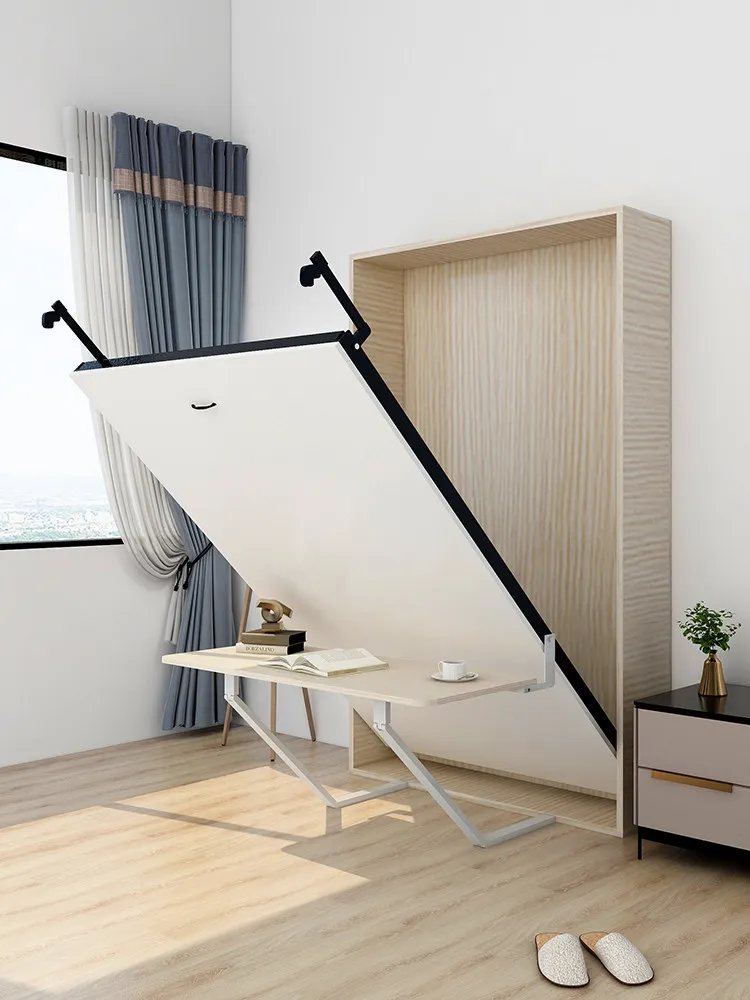 Single-layer table multi-function invisible folding Murphy bed desk integrated self-manual foot custom electric hardware