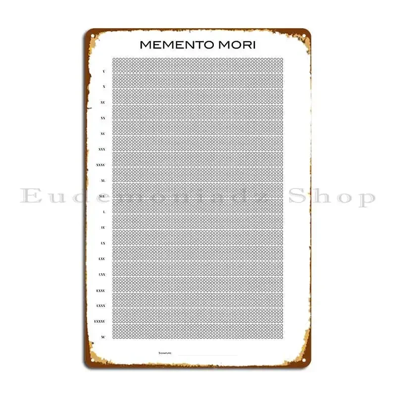Memento Mori Life Calendar Stoicism Stoic Reflection Marcus Aurelius Stoic Metal Plaque Cinema Designer Home Tin Sign Poster